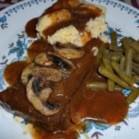 Steak and Gravy with Onions and Mushrooms